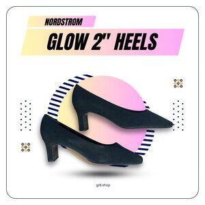 Nordstrom Glow 2" Black Heels Size 8 Elegant Square-Toe Pumps Women